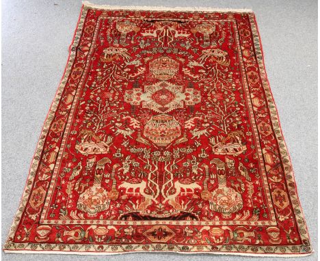 A HAMADAN CARPET. 264cm by 150cm