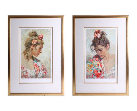 Royo, a pair of limited edition prints, 'Portrait of a lady', each framed and glazed, approximately 76cm x 54cm overall.