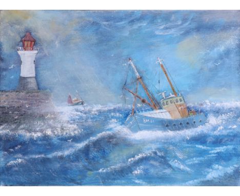 R.Warnes, A Beacon of Light oil on canvas signed, 30cm x 40cm.