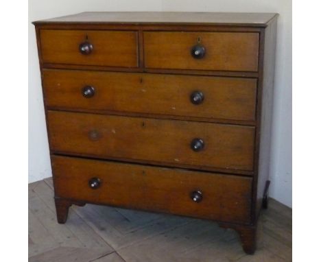 19th C oak chest of two short above three long drawers, on bracket supports (109cm x 53cm x 109cm) 