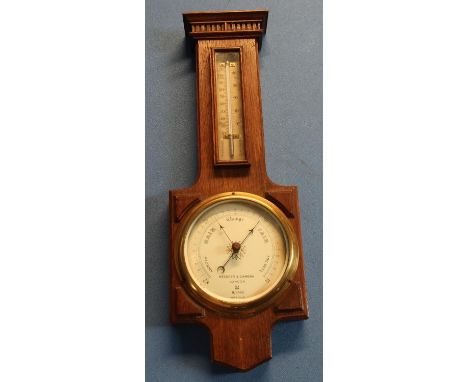 Negretti &amp; Zambra of London oak cased wall barometer 