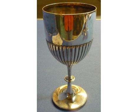 Large London 1889 silver hallmarked trophy cup (unengraved) (height 28.5cm) (dent to base) 