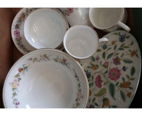 Grafton China Halcyon part tea service, a Wedgwood Mirabelle part tea/breakfast service and a Minton Haddon-Hall oval dish (t
