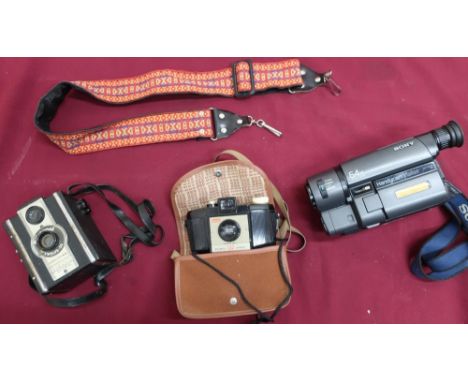 Large selection of vintage camera equipment, camera bodies, binoculars etc (two boxes) 