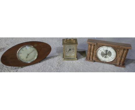 Box containing a quantity of various assorted clocks including Cuckoo clock, circa 1920s mantel clock, modern brass carriage 