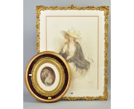 MARY GOW (BRITISH 1851-1929) portrait of a lady wearing a Gainsborough hat, lithograph signed in pencil lower right, publishe