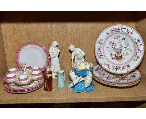 A COLLECTION OF ROYAL WORCESTER PORCELAIN, including two figures 'Sweet Dreams' and 'First Steps', a monk candle snuffer, an 
