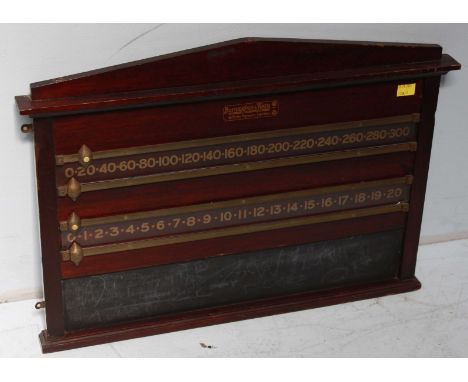 A Burroughs & Watts stained mahogany snooker scoreboard, with slate panel, 50 x 68cm 