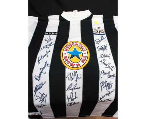 A Newcastle United signed Beresford shirt (Brown Ale) with 19 signatures, a West Indies signed cricket shirt, with 11 signatu