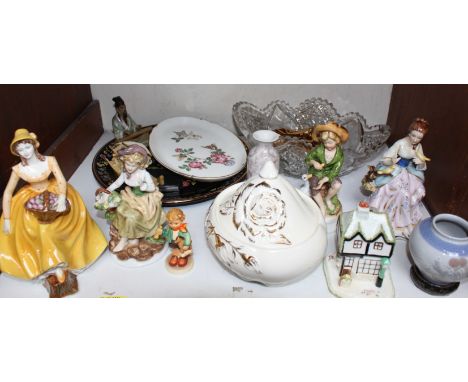 SECTION 2. A Coalport figure 'Constance', a Hummel figure of a boy, a Coalport cottage and other ceramics and collectables.