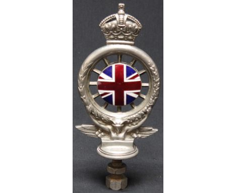 A Royal Automobile Club, maker Elkingtons of Regent St, with enamel Union Flag and relief portrait, members Number D7400.