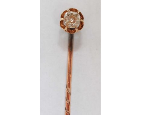 A 15ct diamond stick pin, estimated weight of old cut diamond .30 carats.