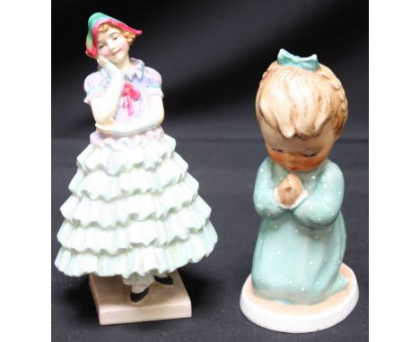 A Royal Doulton figure 'Maise' HN 1618, 16cm high, together with a Hummel figure 'A Childs Prayer', 14 cm high. (2)