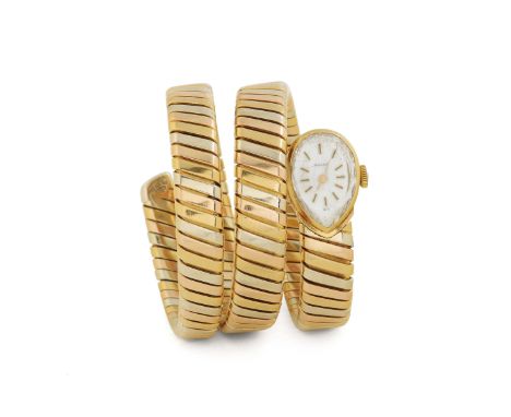 Bulgari, Ref. 1142210, 18K yellow gold lady's  wristwatch with an integrated 18K yellow, pink and white gold Bulgari “tubogas