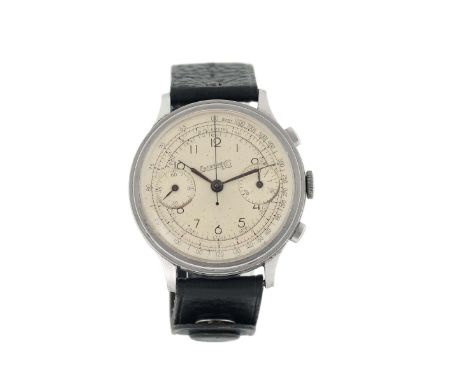 Eberhard,"Extra Fort", case No. 1005299, movement No.25259., stainless steel chronograph wristwatch with tachometer and telem