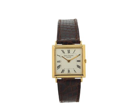 Patek Philippe,"Gondolo", 18K yellow gold wristwatch. Made in the 1980's. Case: two body, solid, square, polished, curved lug