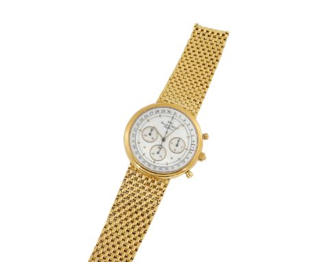 IWC,"International Watch Co., Schaffhausen", 18K yellow gold chronograph quartz wristwatch with an 18K yellow gold bracelet. 