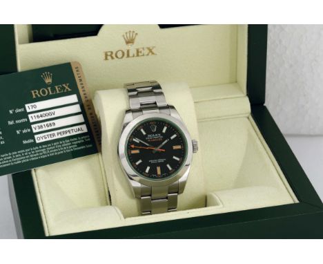 Rolex, Oyster Perpetual Milgauss, Superlative Chronometer Officially Certified, case No. V381689, Ref. 116400 GV. Sold in Apr