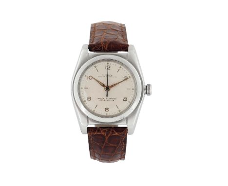 ROLEX REF. 2940 BUBBLE BACK STEEL, "Oyster Perpetual, Officially Certified Chronometer, Ref. 2940. Made in the 1940's. Fine, 