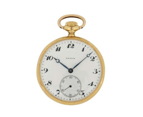 Zenith, "Grand Prix Paris 1900", 18K yellow gold keylwss pocket watch, case No.213760. Made in 1920. Case: three body, solid,