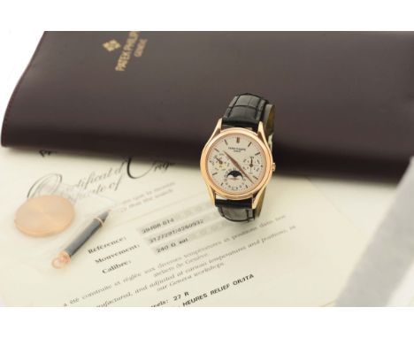 PATEK PHILIPPE, Ref.3940,movement No. 3127291, case No. 4260932, 18K pink gold, self-winding wristwatch with perpetual calend