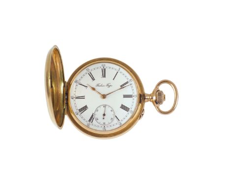 HABER TYPE, 14K pink gold pocket watch. Made in the 1900's. Case: four body, solid, polished, hinged gold cuvette front cover