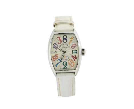 Franck Muller, Genève, "Crazy Color Dreams" No. 91, Ref. 5850, tonneau-shaped and curved, self-winding, water resistant, stai