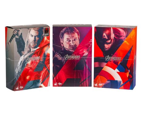 A Marvel Hot Toys Avengers Age of Ultron Captain America 1:6 scale collectible figure, MMS281, in original box with original 