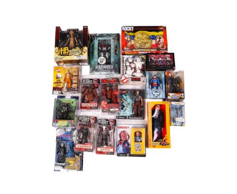 A large collection of collectible figures, to include -
Hasbro Ghostbusters Plasmer series Mini-Pufts, Reel Toys Superman The