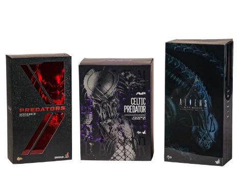 A Hot Toys 1:6 scale collectible Aliens figure, 'Alien Warrior', MMS 354, together with an Aliens vs Predator 'Celtic Predato