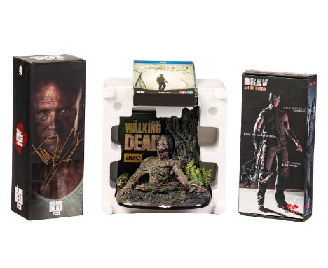 Threezero, The Walking Dead Merle Dixon 1:6 scale collectible figure, 3Z0014, outer box autographed by Michael Rooker, togeth