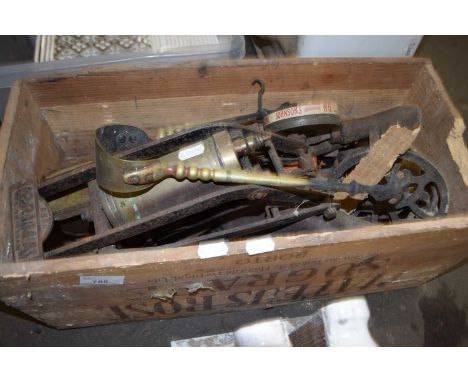 Box of assorted workshop tools and accessories