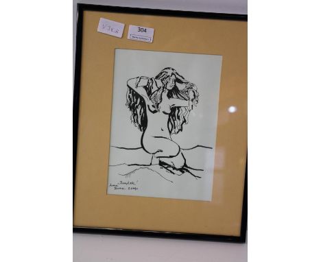 An original signed &amp; framed ink sketch Frame size 35cm x 28cm 
