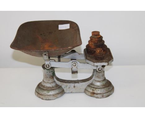 A set of vintage scales &amp; weights 
