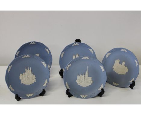 A selection of Wedgewood Jasperware Xmas plates (1986-1990) boxed 