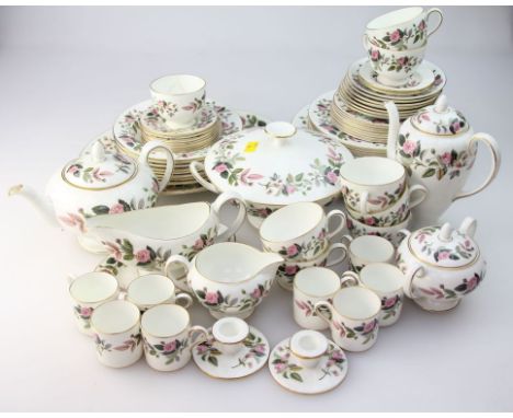 A Wedgwood Hathaway Rose dinner, tea and coffee service, an eight place setting (only seven tea saucers)