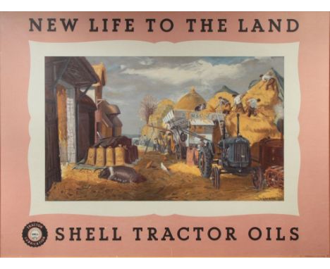 After Joseph Webb, a Shell Tractor Oils poster, 'New Life to The Land', Threshing, number 9, printed in colours, 75 x 100 cm,
