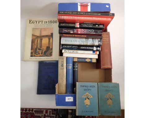 A box of eighteen books on Egypt: Travel, History, Biography including: White: From Sphinx to Oracle 1899, Talbot Kelly: Egyp