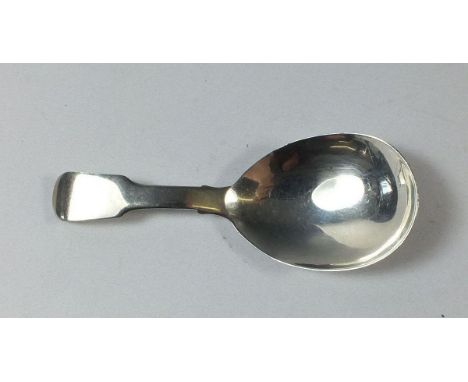 A silver fiddle pattern caddy spoon, London 1824 by William Schofield, 10.5g 