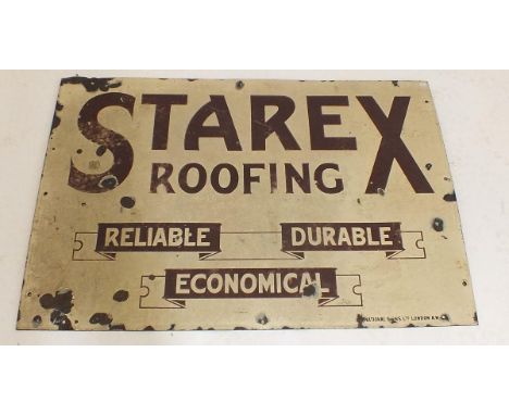 A vintage 'Starex Roofing' advertising enamel sign, 91 x 65cm 
