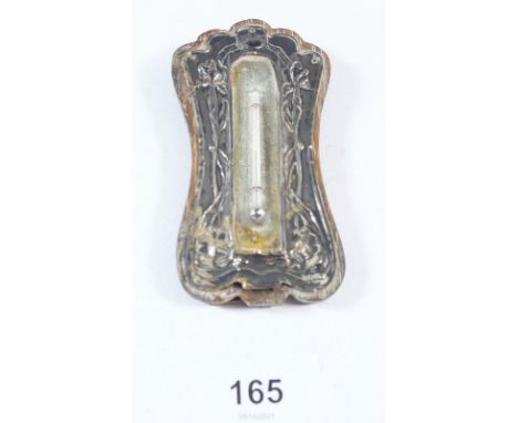 A silver mounted small Art Nouveau table thermometer