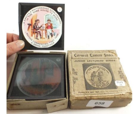 A Magic Lantern slide coloured story set entitled Sweep and Whitewasher.  From the Primus Junior Lecturers series, complete a