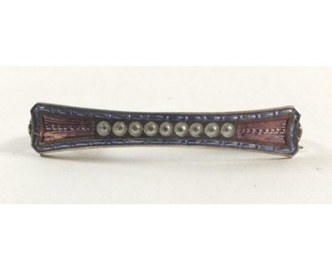 A silver and enamel Charles Horner brooch set seed pearls 