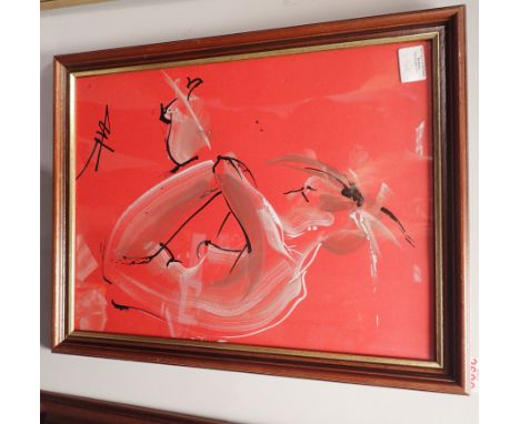 Framed and glazed Inga Kallagova ink and gouache Deep Thought 44 x 32 cm CONDITION REPORT: POSTAGE: There are postage restric