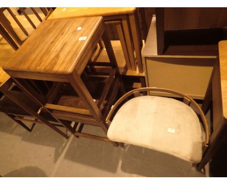 Two modern lamp tables and a 1970s dressing stool