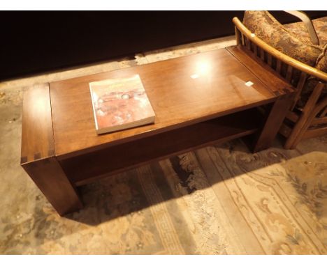 Modern hardwood coffee table with under shelf