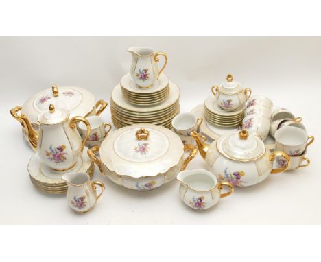 A mid 20th century thirty five piece Czechoslovakia dinner service, pattern number 1792, to include coffee & tea pots, lidded