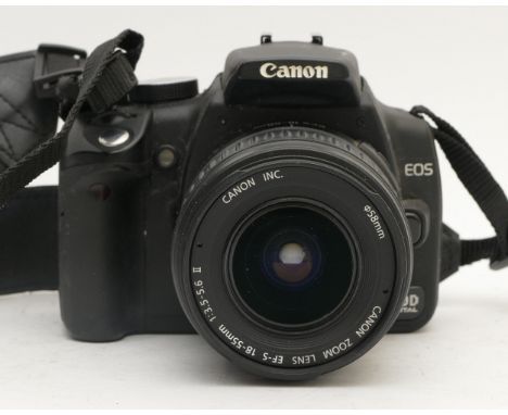 A boxed Canon EOS 350D DSLR camera, with 18-55mm lens