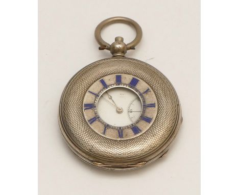 Lecomte, Geneve, a white metal key wind half hunter pocket watch, unmarked, 45mm, not working, balance spins, no glass on out