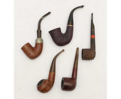A Petersons Kinsale shell briar pipe, XL11, and four other pipes, Shamrock, Peterson K&amp;T, Aerosphere, Duncan Hill and  Ca